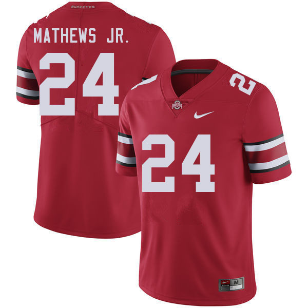 Ohio State Buckeyes Jermaine Mathews Jr. Men's #24 Red Authentic Stitched College Football Jersey